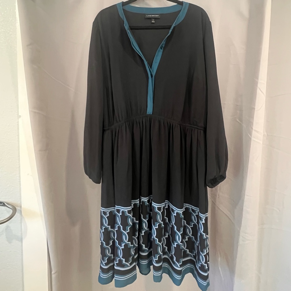 EUC Lane Bryant Teal and Black Dress w/Pockets! - Size 16